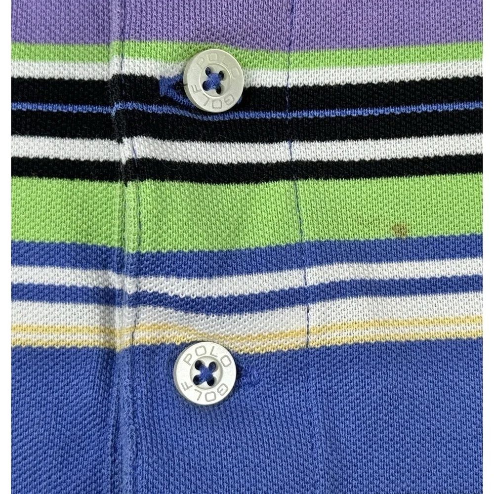 Polo Golf Ralph Lauren Stripe Polo Shirt‎ Blue Multicolor Size L Y2K Pima Cotton